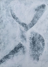 Figurative painting in an abstract style. Monochrome original painting. Black and white acrylics using a catalyst wedge to create texture to reveal the hidden female figure.