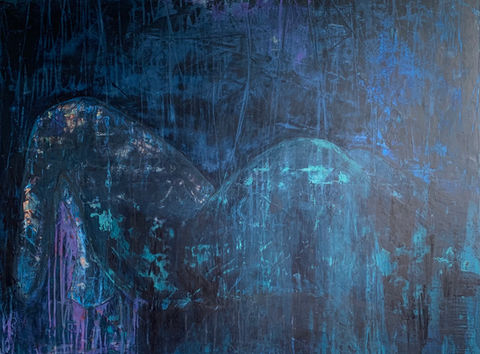 Abstract figurative female acrylic painting. Original art. Contemporary art. Contemporary painting. Abstract painting.