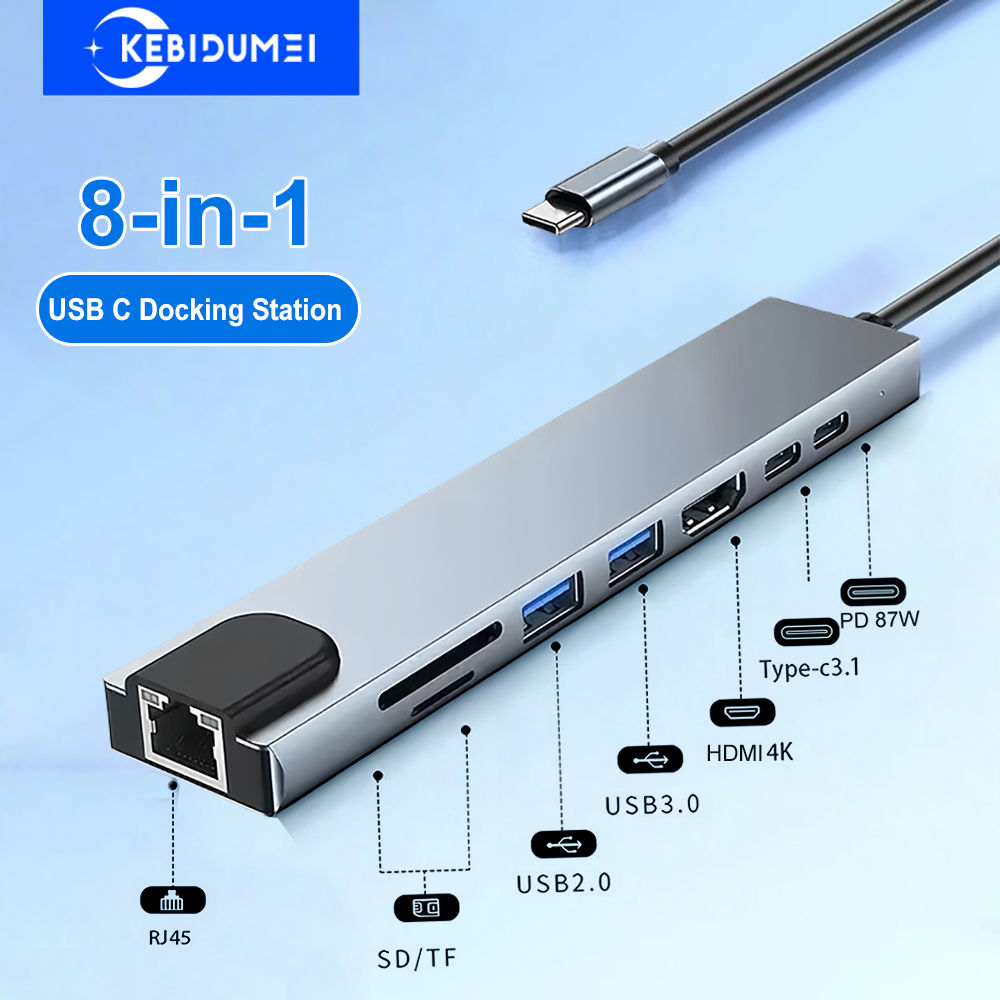 8 in 1 USB C Hub Type C 3.1 to 4K HDMI Adapter USB 3.0 Docking Station Type C Sp