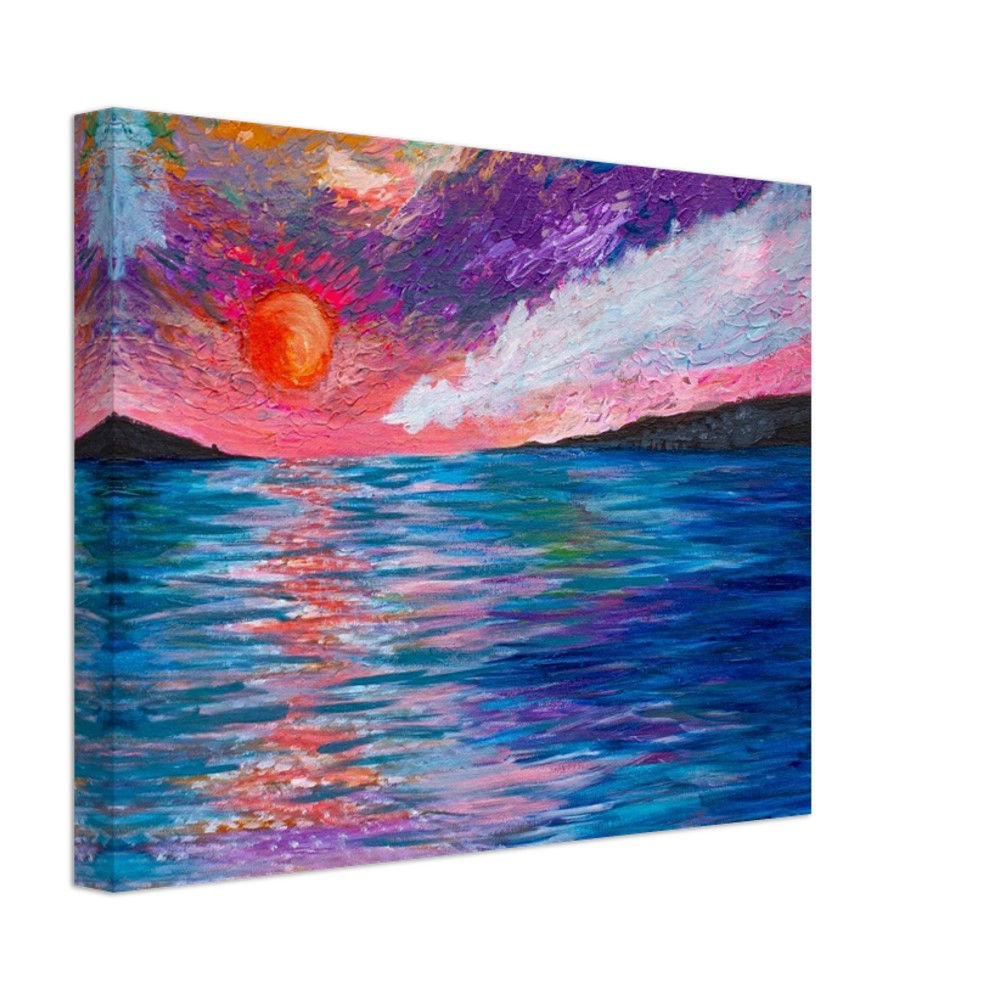 "Burning Sun on A Salish Sea" Rachael Raymond Original Acrylic Canvas Print.