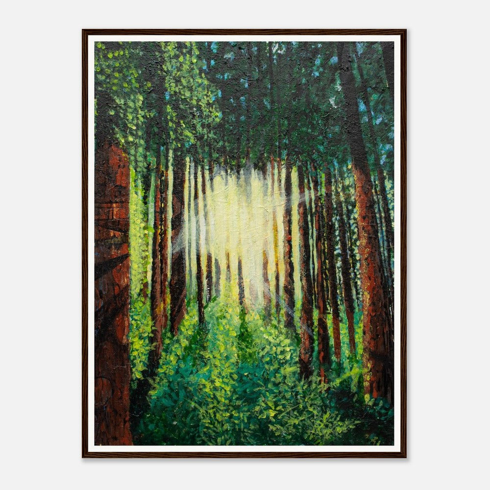 "Enchanted Forest- Light in Dark Places" Wooden Framed Print