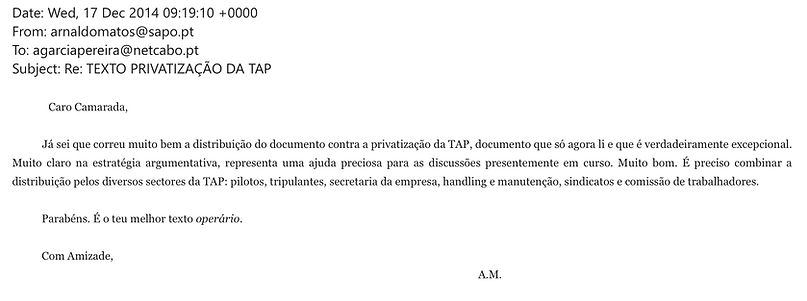 Arnaldo Matos elogia Garcia Pereira (MRPP)