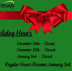                      Holiday Hours