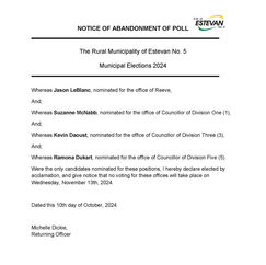 Notice of Abandonment of Poll for the 2024 Municipal Elections