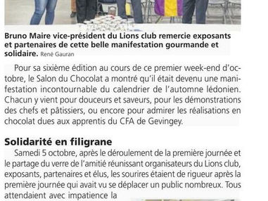 Voix du Jura du 10/10/24 - Un salon du chocolat, vins et saveurs à succès