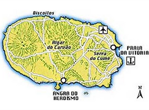Map of Terceira Island, home of the Barbado da Terceira, dog Breed