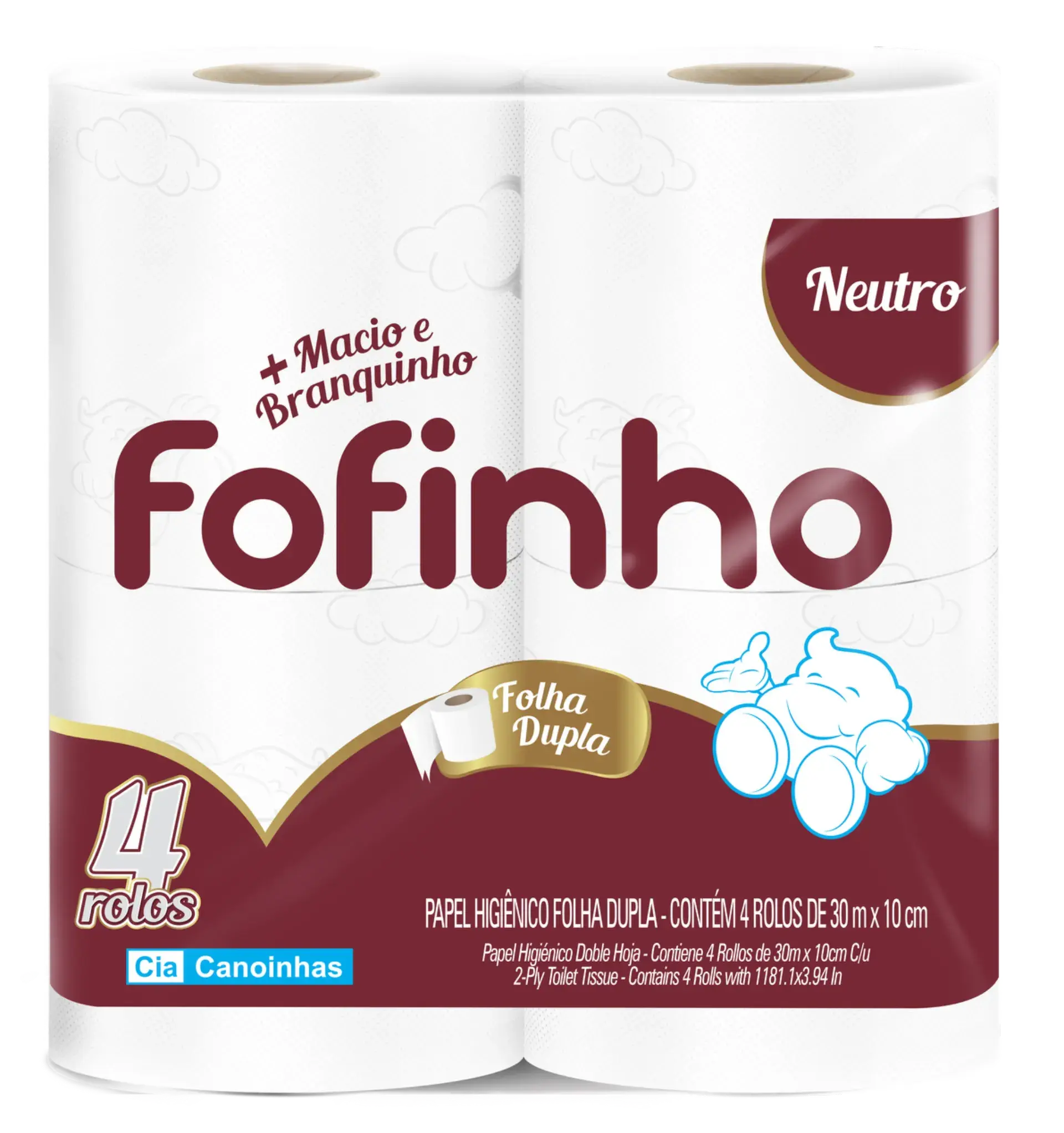 Papel Higienico Folha dupla Fofinho Absolute 30 metros 4 rolos