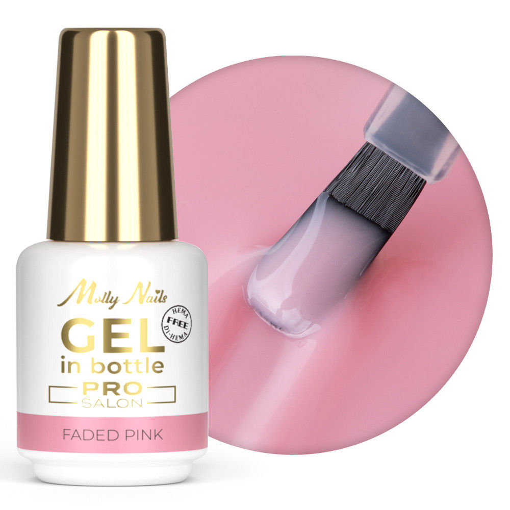 Flacon de Gel in Bottle Molly Nails Faded Pink 15g – gel rose poudré dans flacon avec pinceau intégré