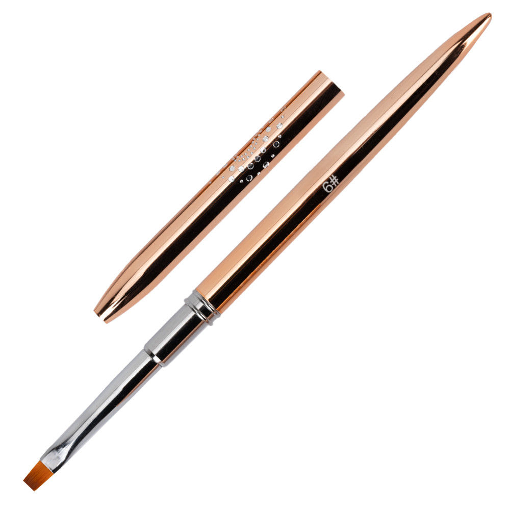 Pinceau à gel carré métallique No Name n° 6 avec poils synthétiques et manche en aluminium décoré de strass