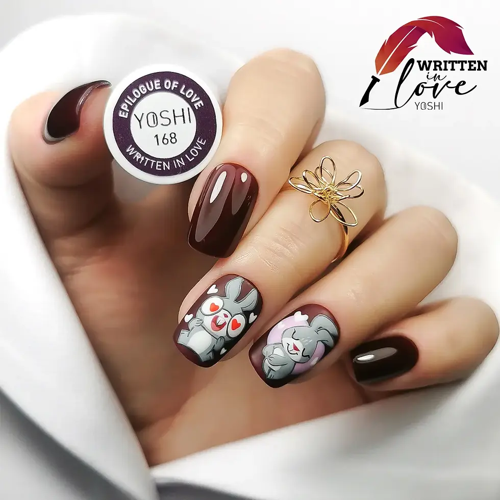 Manucure avec vernis Epilogue of Love 168 Yoshi – ongles bordeaux élégants et brillants