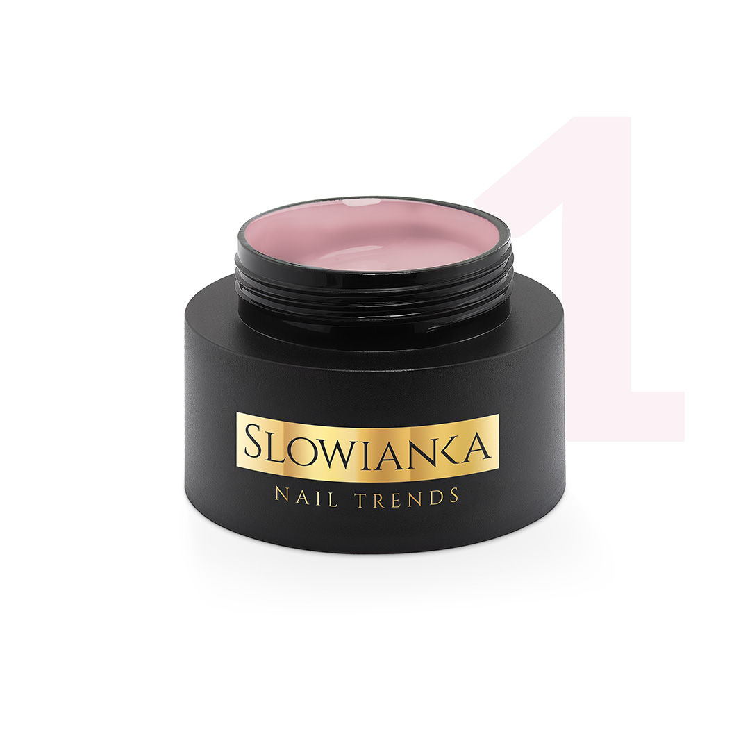 Pot ouvert de Second Skin Easy Gel avec sa texture rose nude auto-égalisante, pot de 50 g Slowianka.