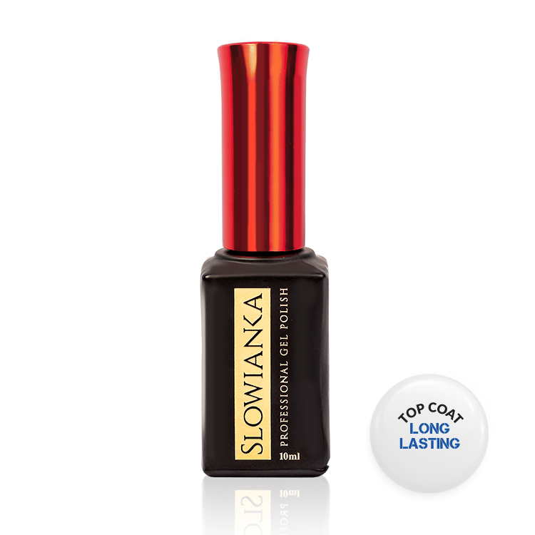 Flacon de Top Coat Long Lasting à texture crémeuse.