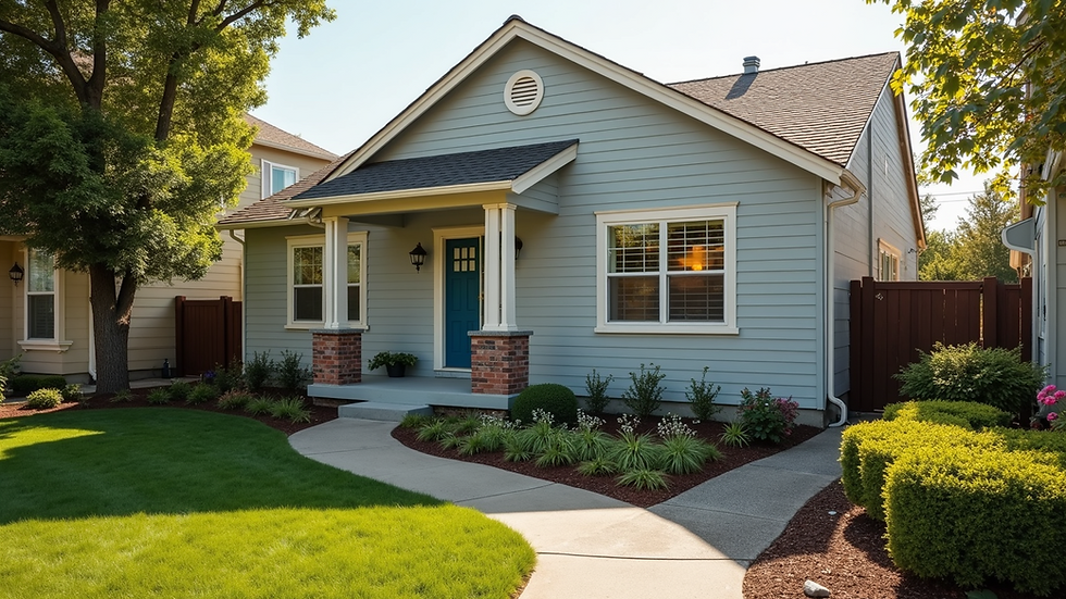 High angle view of a Pleasant Hill home exterior with fresh paint and landscaping