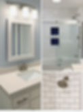 Remodeled bathroom: vanity, shower, and bathtub
