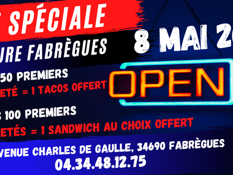 OUVERTURE DU MÉGA FRENCHIE’S TACOS À FABRÈGUES LE 8 MAI!
