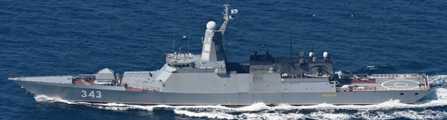 ロシア海軍ステレグシチー級フリゲート(343「レーズキィ」)=海自提供