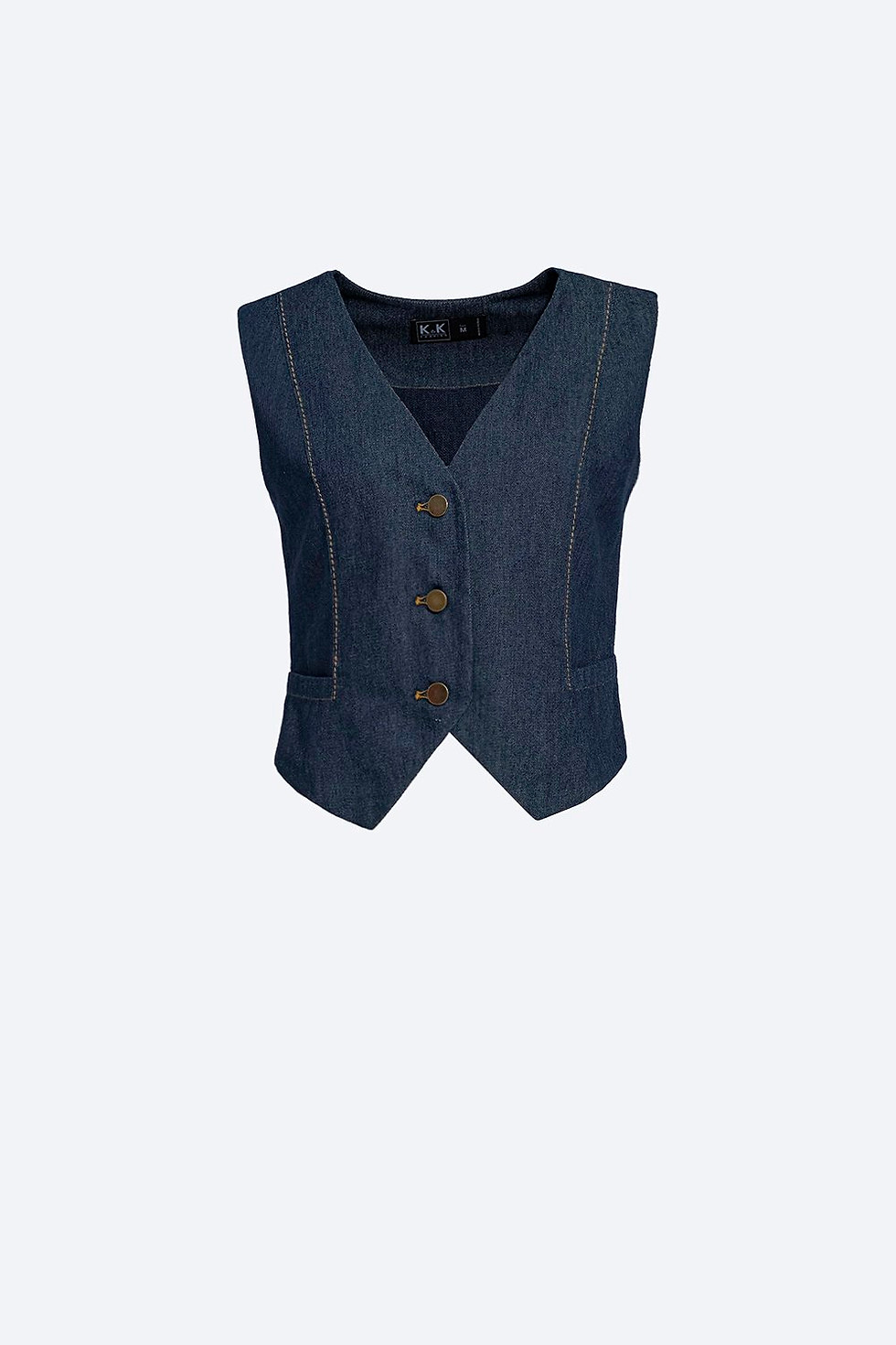 Thumbnail: Áo gile nữ denim phối nút