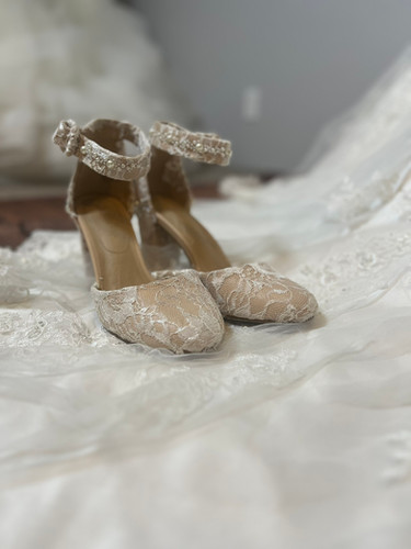 slim fit dress slacks Light Champagne Rose Bride Shoes With Pearls – TANYA BRIDAL main image 0