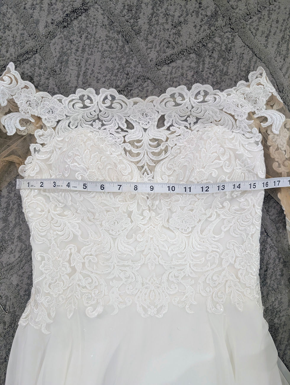 Thumbnail: Essence of Australia D2569 off shoulder wedding dress in Ivory