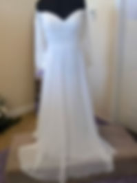 Christina Wu 22062 white wedding dress with off shoulder sleeves