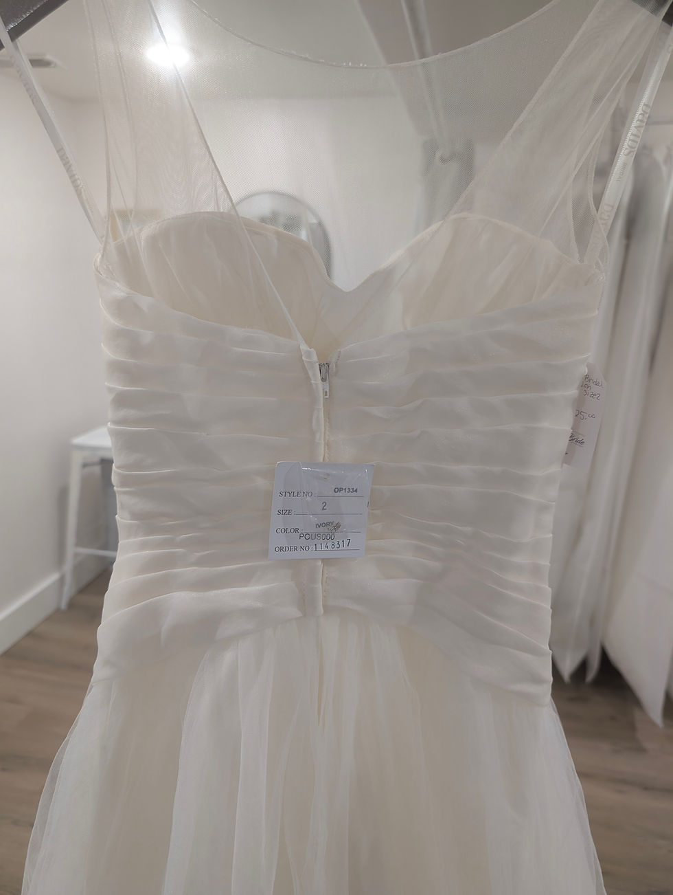 Thumbnail: David's Bridal OP1334 Ivory Illusion Neckline