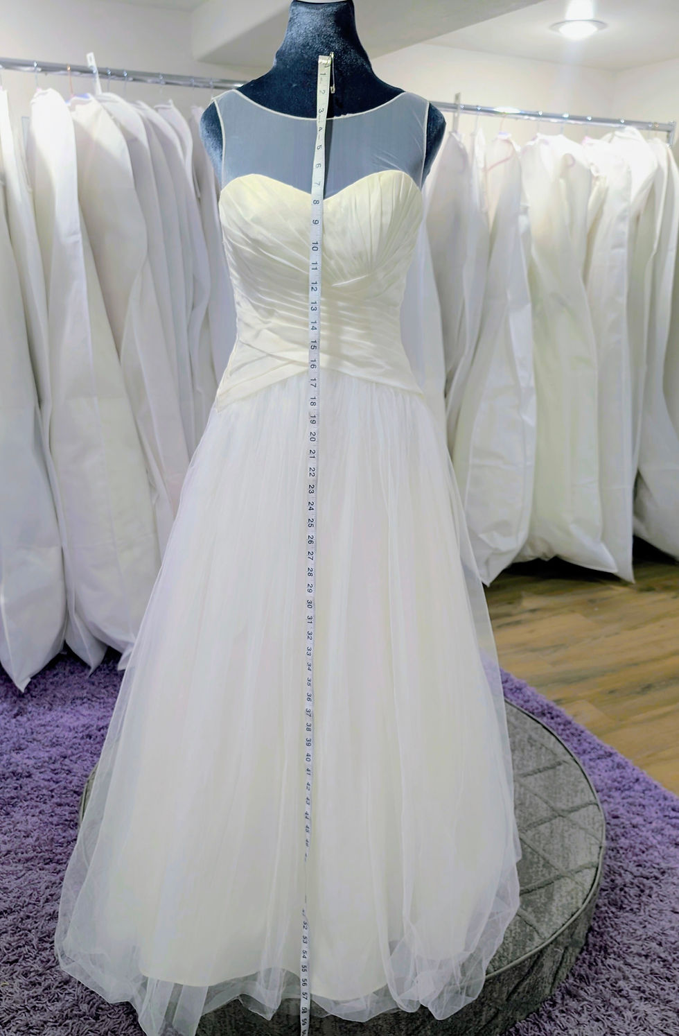 Thumbnail: David's Bridal OP1334 Ivory Illusion Neckline