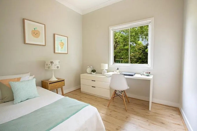 Bedroom renovation residential interior design Merrylands cosmetic update Vinti Verma DIA member