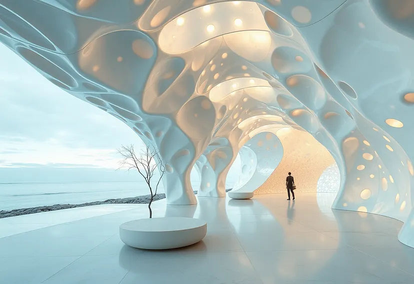 A Mother of Pearl Pavilion: A Futuristic Oasis