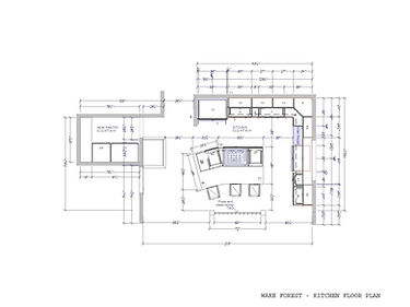 Black and white floor plan of a kitchen in Wake Forest NC