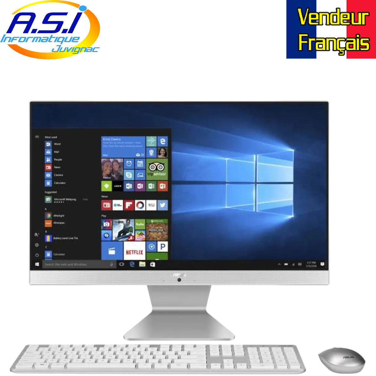 Ordinateur PC Tout en Un Asus AIO 21.5 pouces Full HD Pentium 8Go Ram 256 SSD