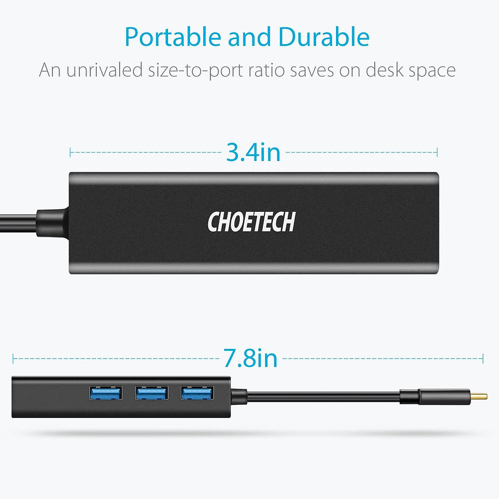 Miniature : Hub USB-C / switch USB / splitter USB vers USB 3 + RJ45