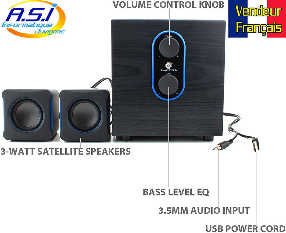 Miniature : Haut Parleurs Enceintes ordinateur PC Mac Go Groove SonaVerse Lbr 2.1 noir bleu