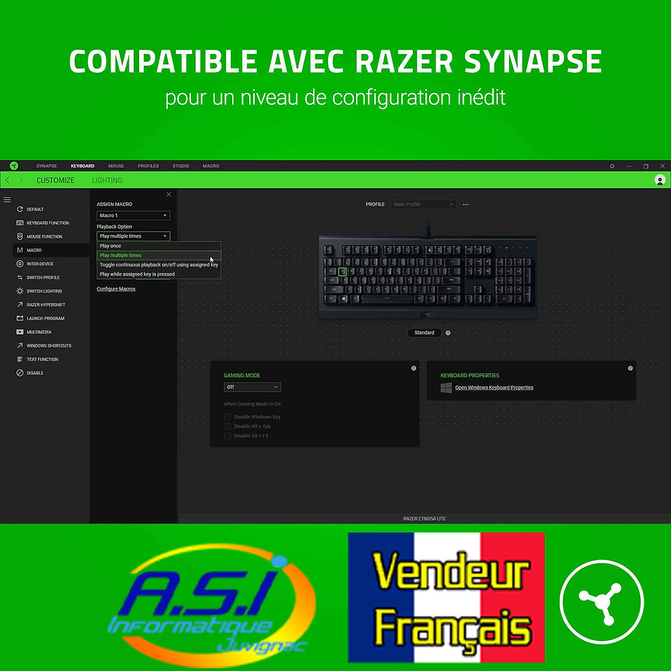 Miniature : Clavier Programmables à membranes RAZER RGB Rétro-éclairé pour Gamer Gaming