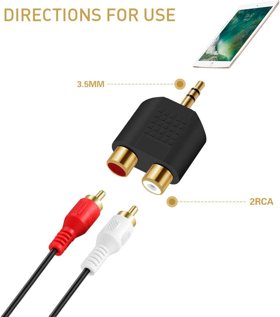 Miniature : Adaptateur Mini-jack 3.5 mm male vers 2 RCA (cinch) femelles (Y audio)