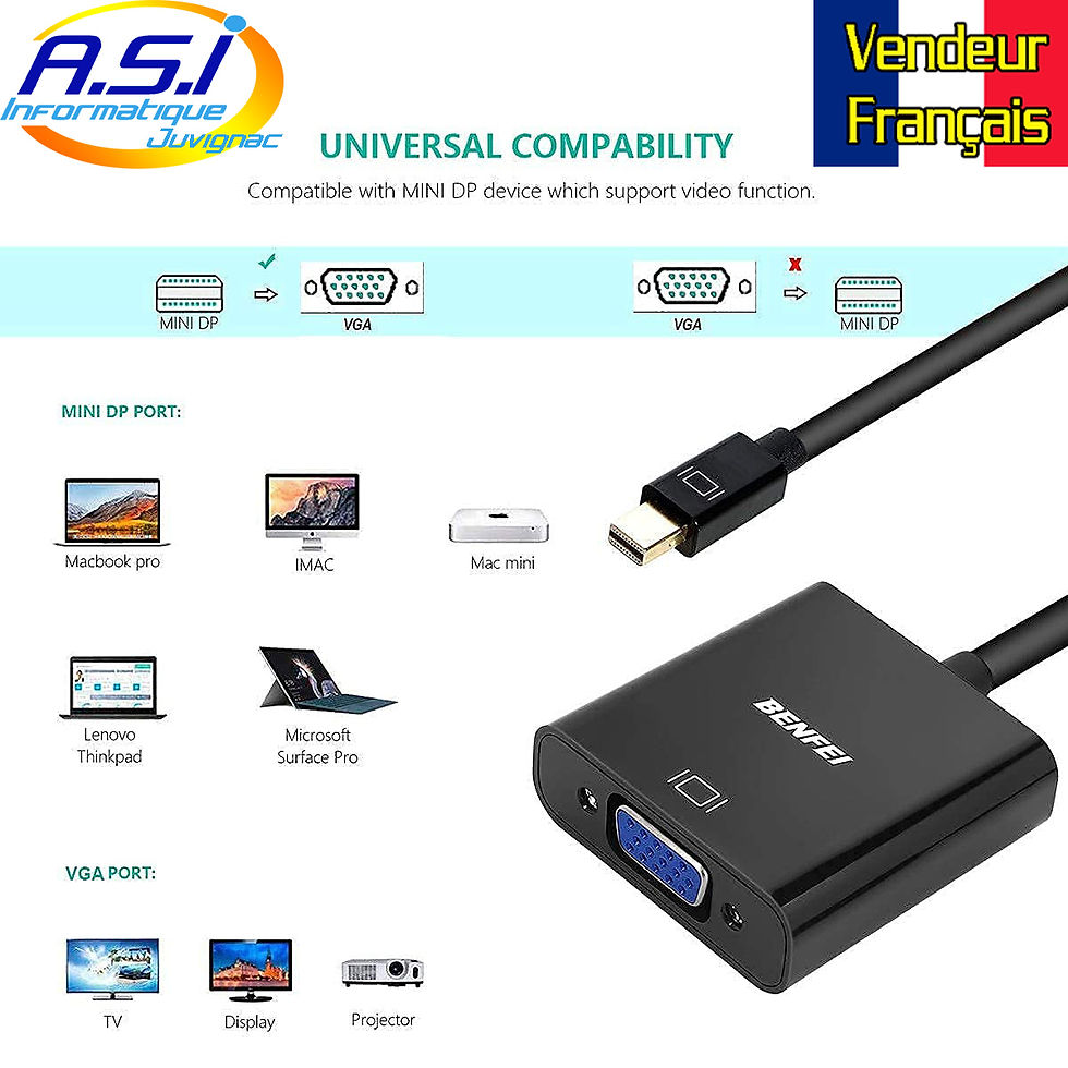 Miniature : Cable mini DisplayPort vers VGA Adaptateur (convertisseur - transformateur)