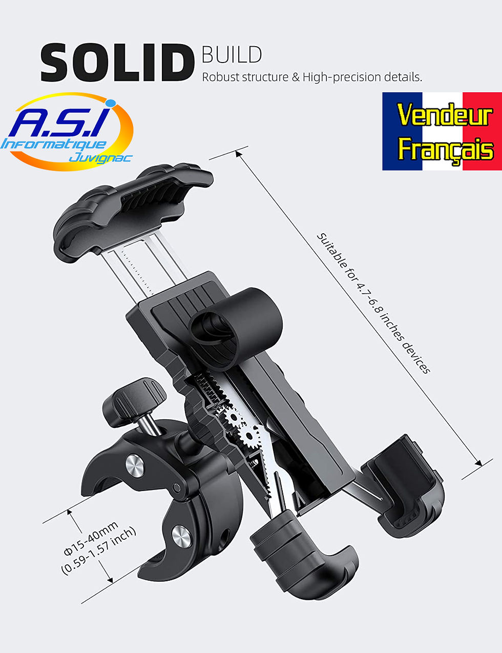 Miniature : Support Téléphone portable / fixation Smartphone Vélo VTT Quad Tracteur Engins