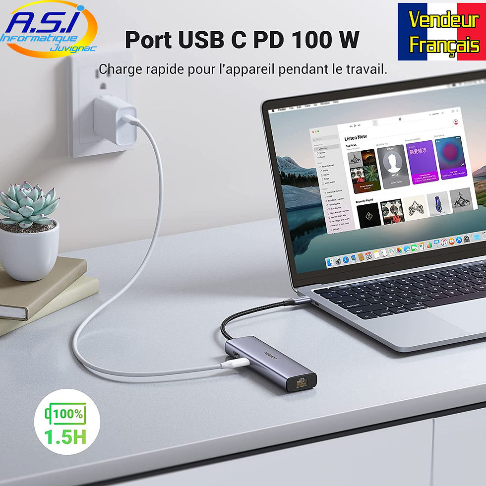 Miniature : Hub USB-C / switch USB 3.0 / splitter 7-1 Lecteur Carte SD-TF, RJ45 HDMI PD port
