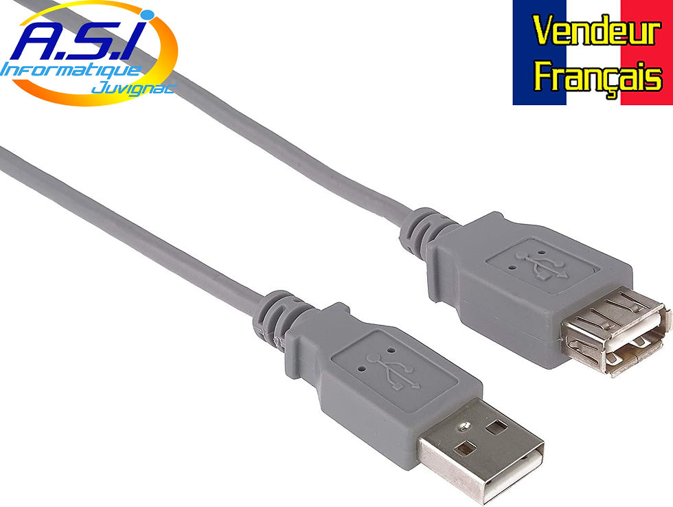 Miniature : Câble rallonge USB 2 mâle Femelle,Gris, Beige, Noir 1 mètre, 1.8m, 3 m, 5 mètres