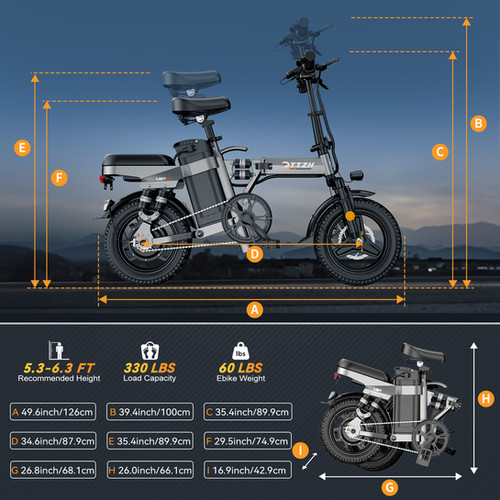 A12 Folding Ebike for Adults Commuter, 14
