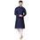 Thumbnail: Self Design Silk Kurta Pajama Set - Navy Blue