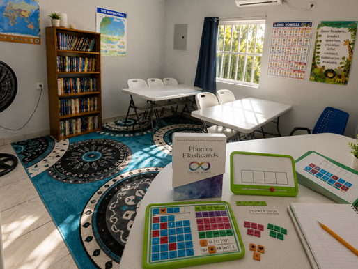 Orton-Gillingham reading intervention materials at Think-Top Reading Clinic in St. Augustine, Trinidad