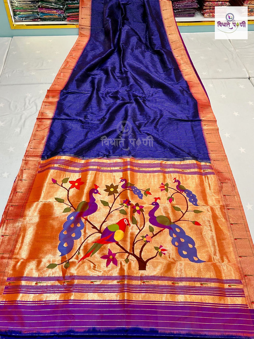HANDLOOM PURE SILK MUNIA BORDER PAITHANI SAREE