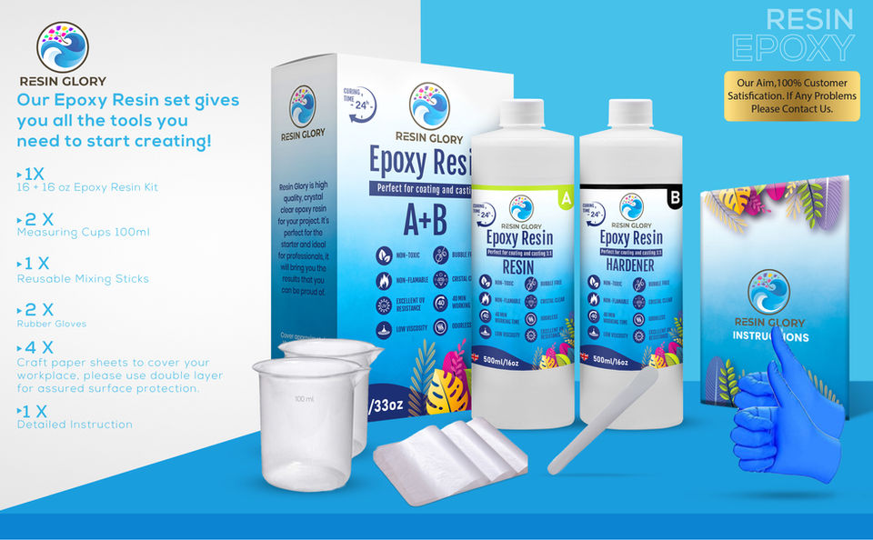 Resin Glory 1L Kit for wood table and resin art craft 