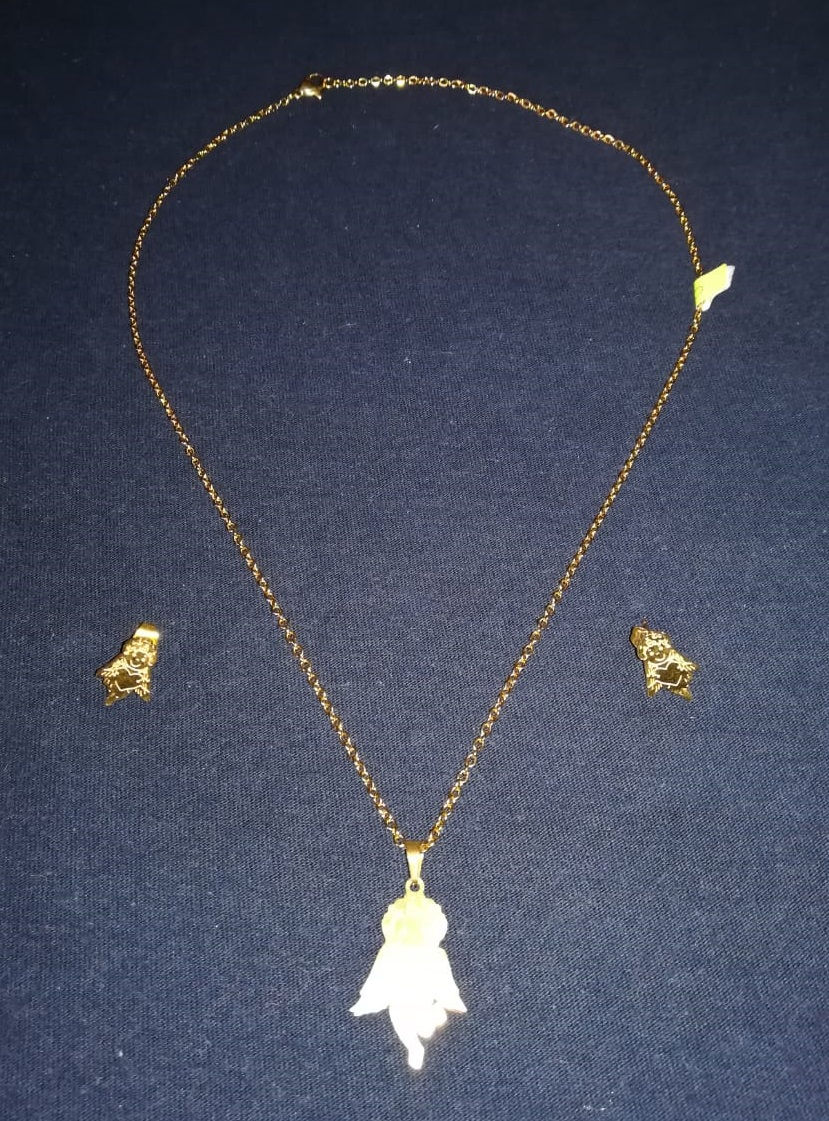 Miniatura: Juego de Aretes con Cadena y Dije