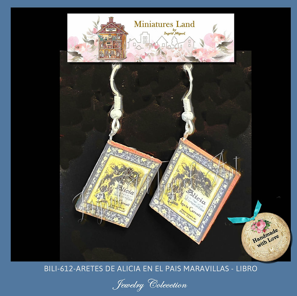 Miniatura: Aretes Libro de Alicia en el Pais de las Maravillas-Joyas miniaturas  / BILI-612