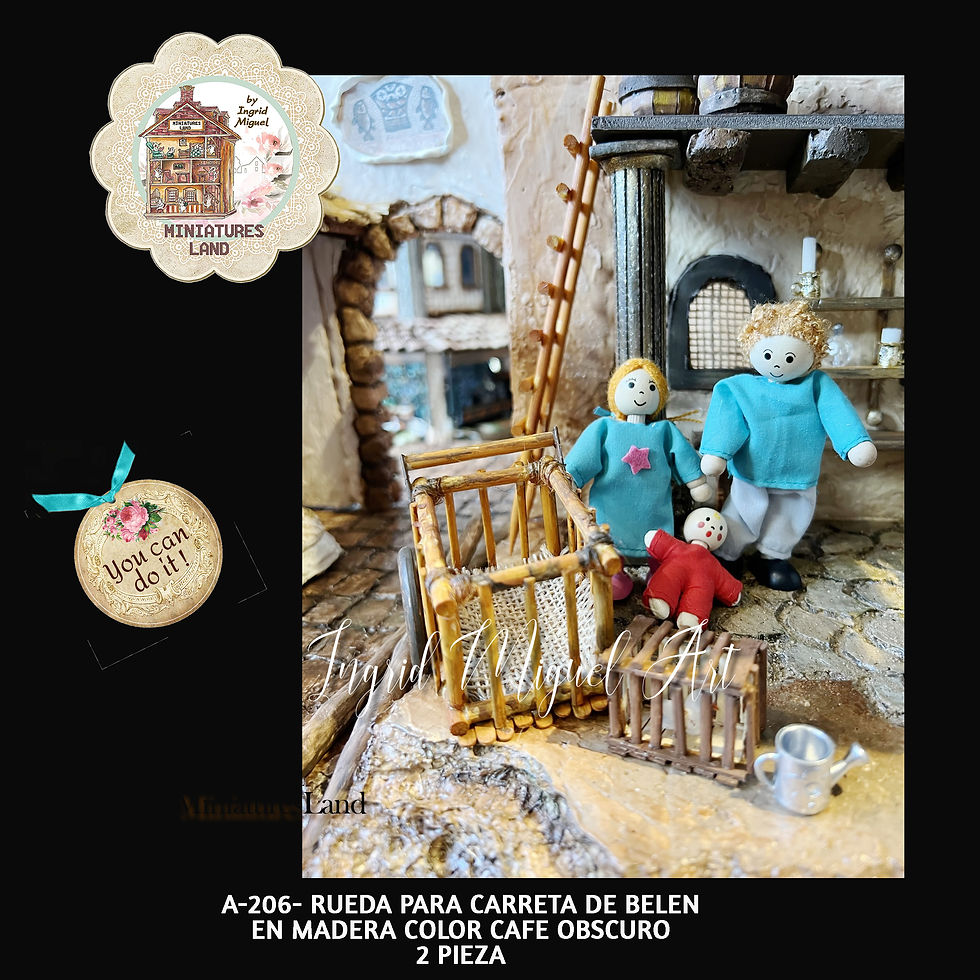 Miniatura: Rueda de madera con rayos para tu carreta del belén, 2 pz /Miniaturas /A-206