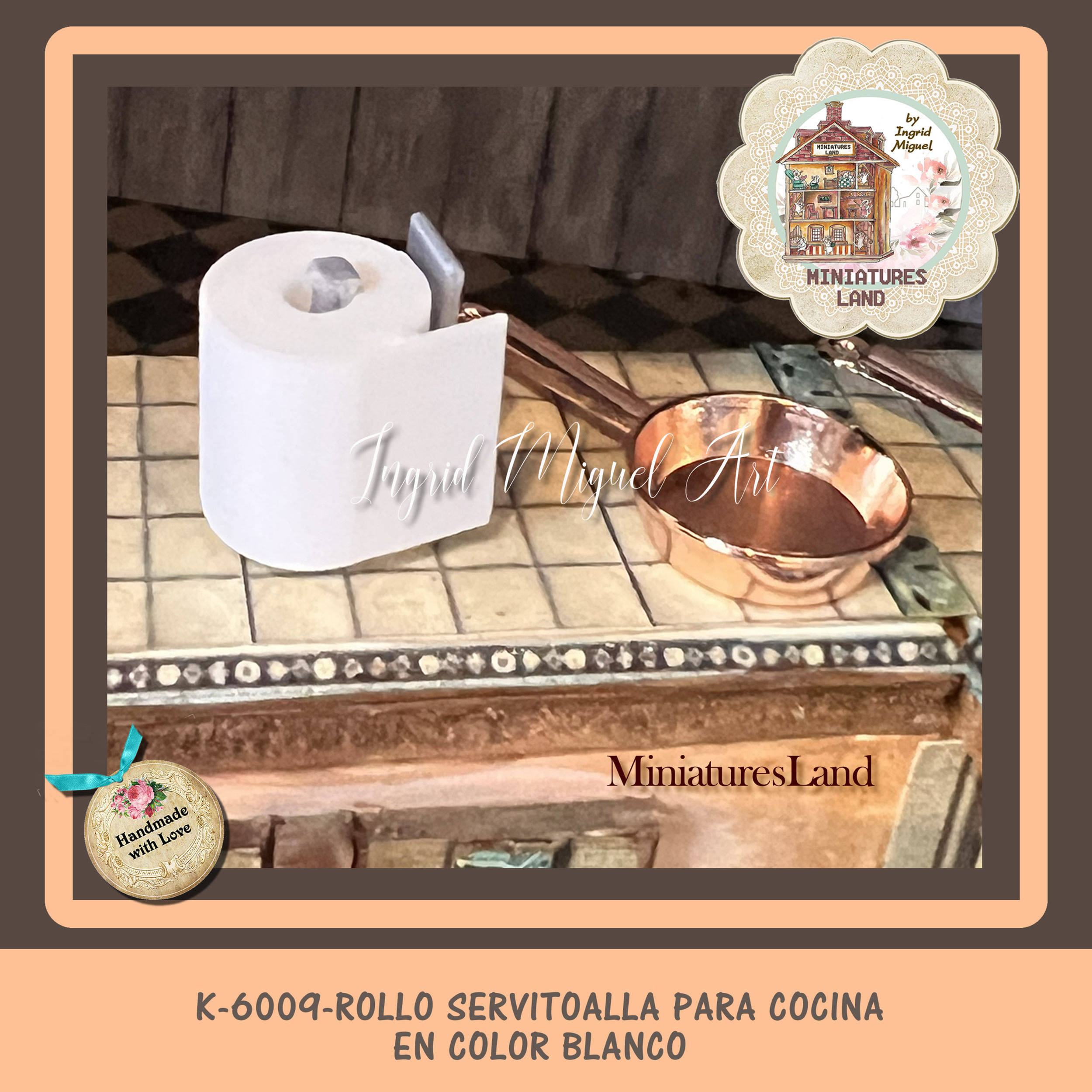 Servitoalla con stand para cocina, Casita muñecas  /Miniaturas /K-6009