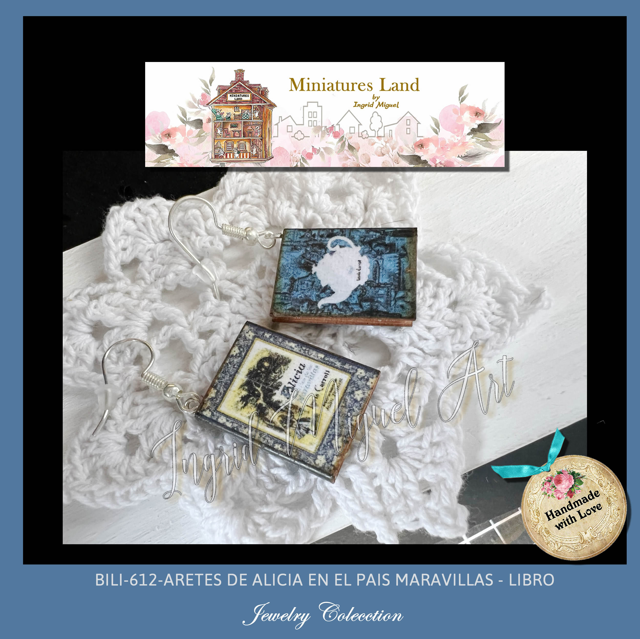 Aretes Libro de Alicia en el Pais de las Maravillas-Joyas miniaturas / BILI-612