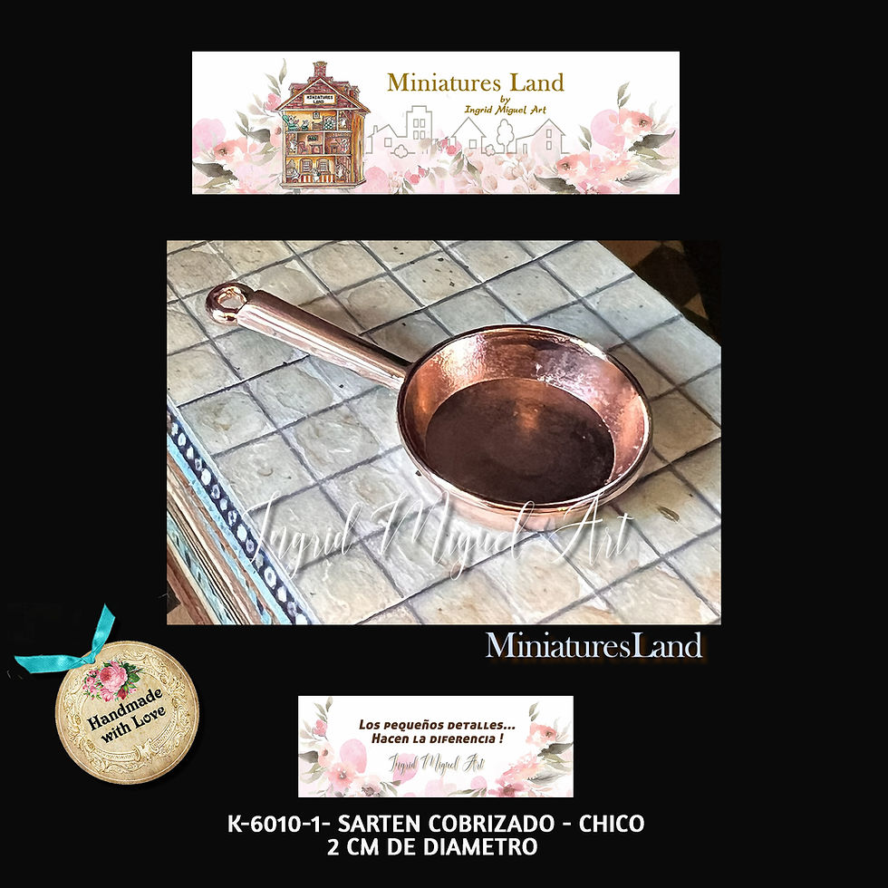 Miniatura: Sarten cobrizado 3 tamaños para tu casita de muñecas /Miniatura/ K-6010