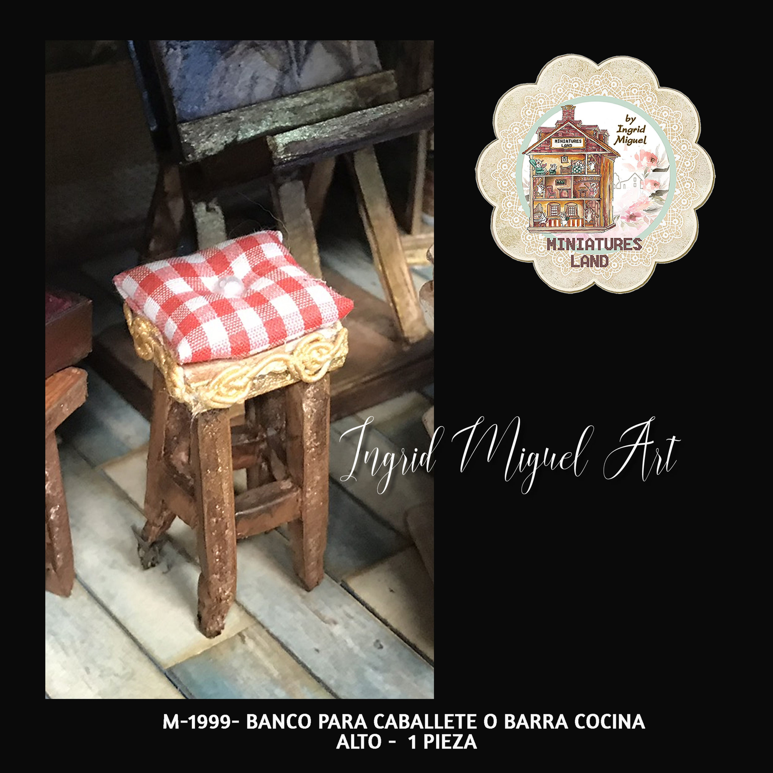 Banco para barra de cocina, o caballete de pintura Casita/Miniatura/M-1999